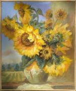 Still life with sunflowers.canvas/oily paints