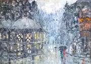 Rain in city.canvas/oily paints