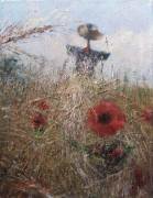 Edge of a poppy field.canvas/oily paints