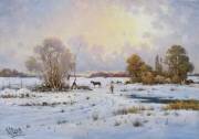 In winter field.canvas/oily paints