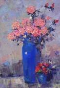 Roses. Bouquet .canvas/oily paints